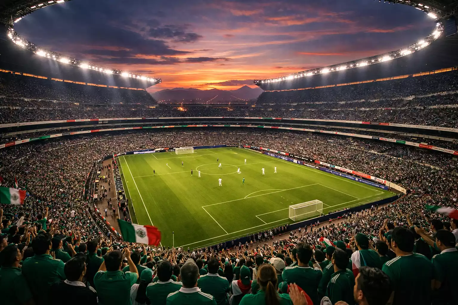 Vista panorámica del Estadio Azteca en Ciudad de México durante un partido de Liga MX
