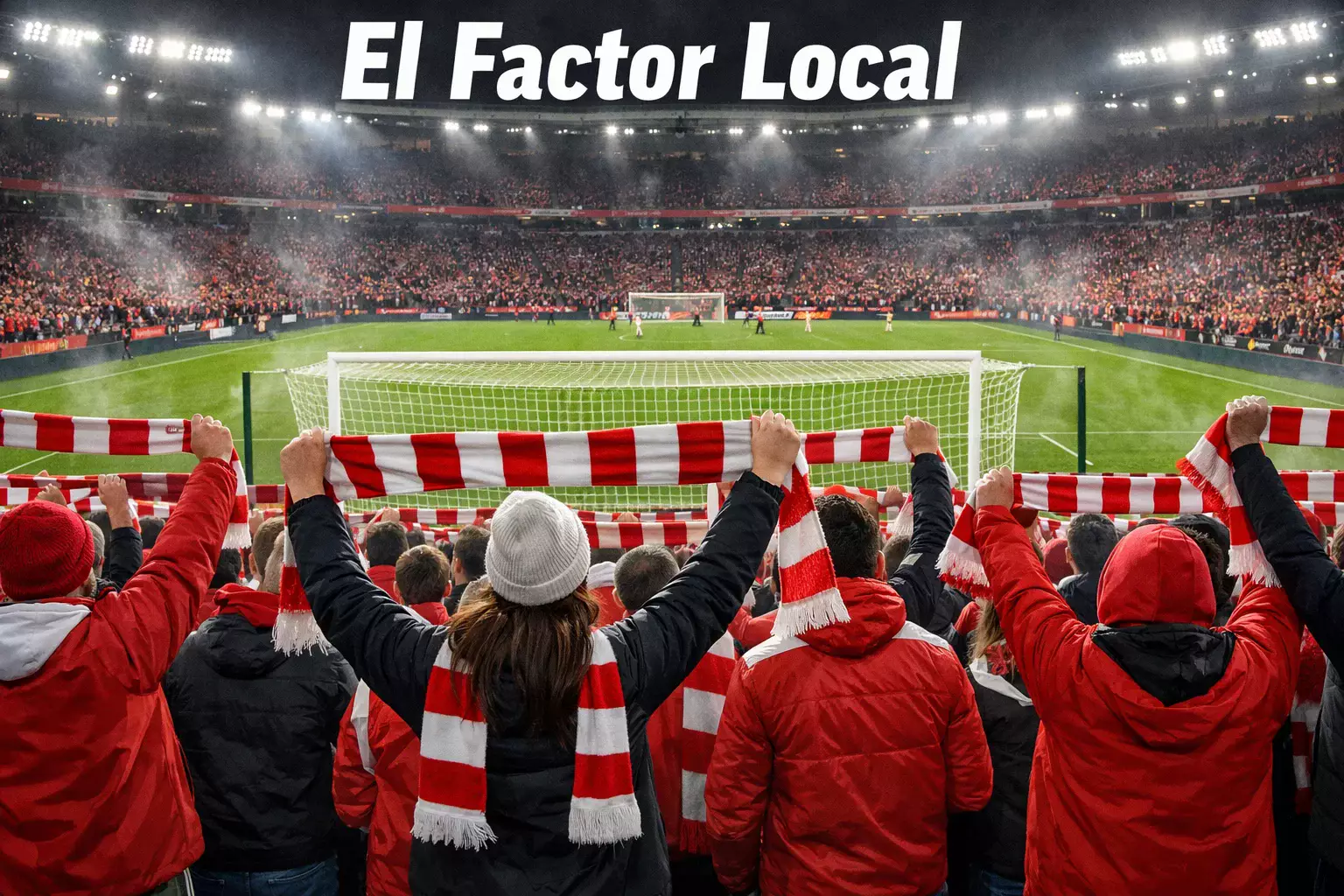 Vista panorámica de un estadio de fútbol lleno con la afición local animando