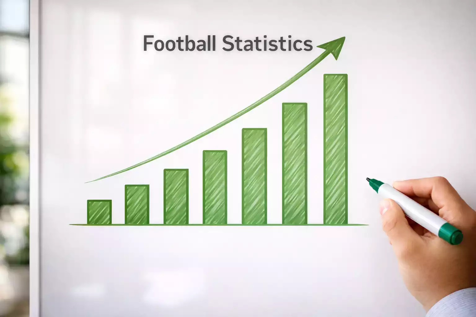 Gr&aacute;fico simple de barras ascendentes en una pizarra blanca