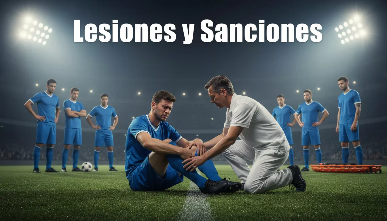 Jugador de fútbol lesionado siendo atendido por el equipo médico en el campo